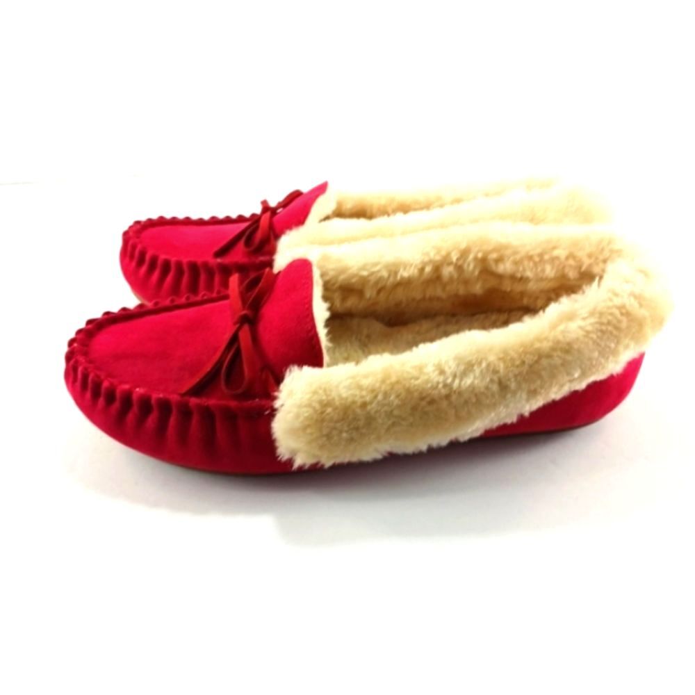 Alpine Swiss Leah Womens Shearling Moccasin Slippers Faux Fur Slip On House Shoe